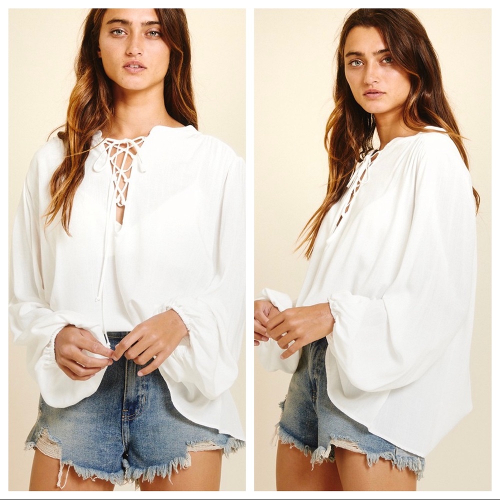 #02 Julie Boho Tie Front Deep V Neck Tunic Top - Picture 3 of 5